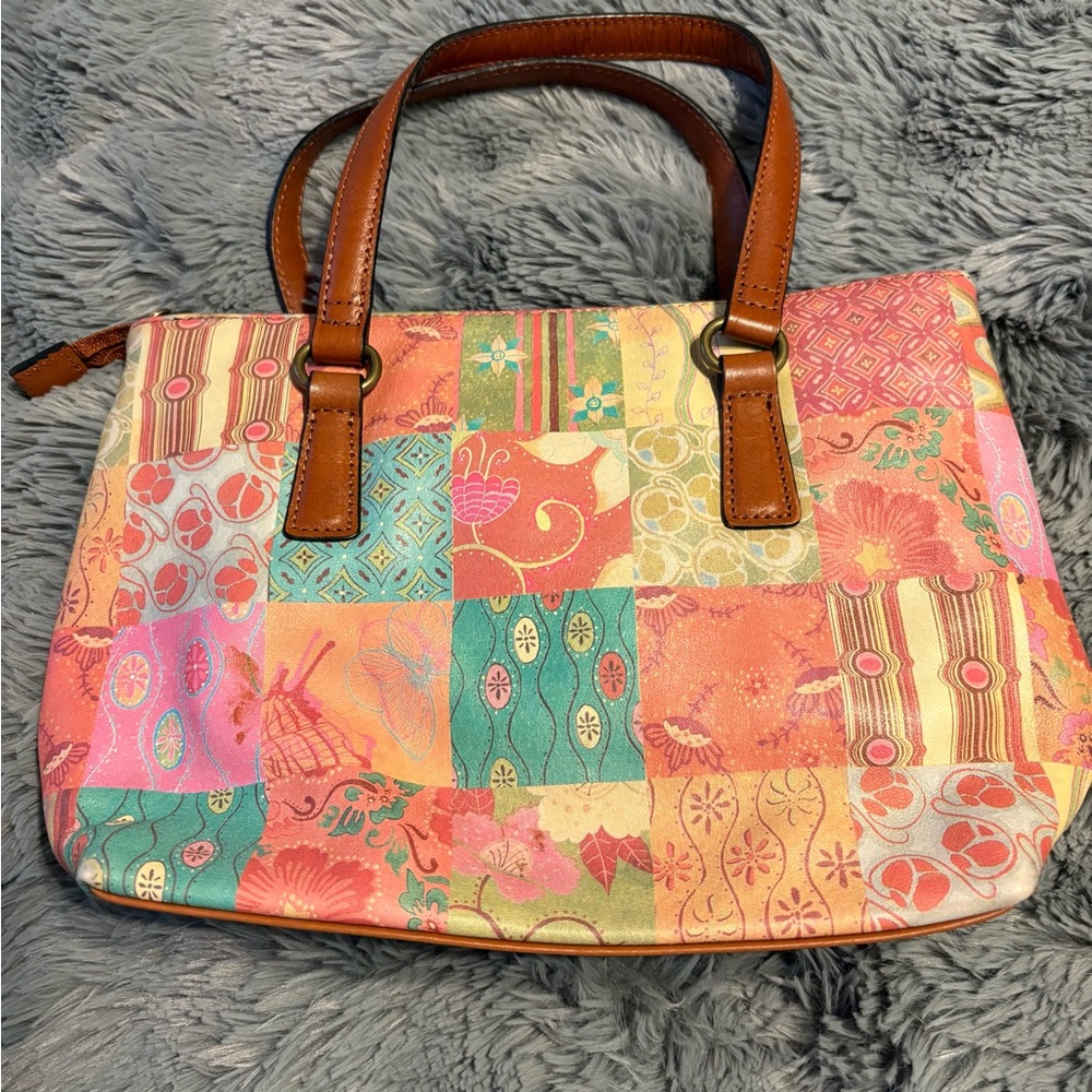 Fossil Floral Patchwork Satchel - image 3